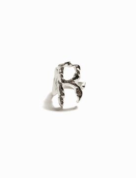 Bague lettre R plaquée argent Zalio, , Noir, M