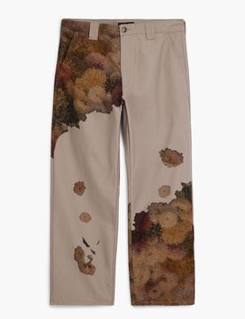 Pantalon à imprimé floral, Coton, Marron, 38