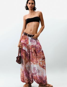 Pantalon balloon imprimé, , Rouge, XS