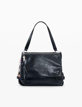 Mochila Efecto Piel Mediano, Poliuretano, Negro, U