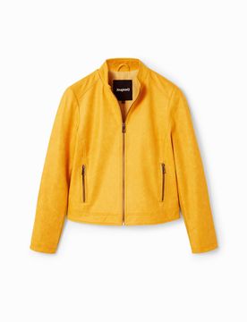 Veste motard ajustée, Polyester, Jaune, XS