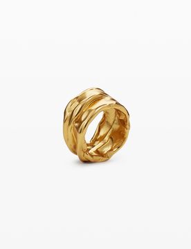 Anillo ondas baño oro Zalio, 14