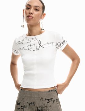 T-shirt à côtes avec lettrage WHITE S female