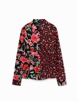 Chemise froncée fleurs RED XL female