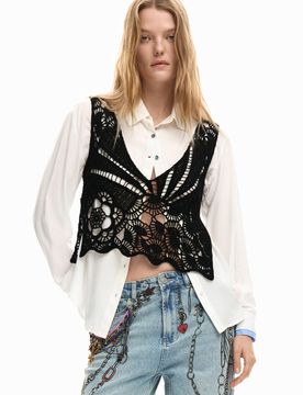 Chemise manches longues 2 en 1 WHITE M female