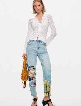 Pantalón vaquero Amalfi, Mujer, Algodon, Azul, 34