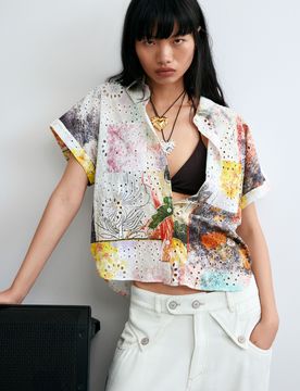 Chemise à manches courtes 100 % coton, Coton, XS