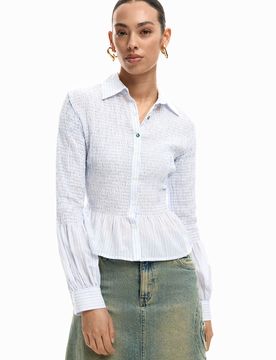 Chemise froncée à rayures WHITE S female