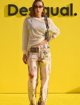 Pantalón Vaquero Estampado, Algodon, 34