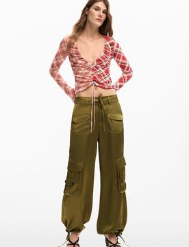 Pantalon cargo satiné GREEN S female