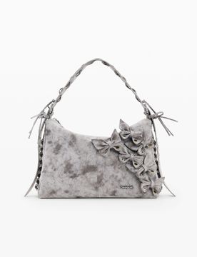 Bolso Flores Grande, Poliuretano, Negro, U