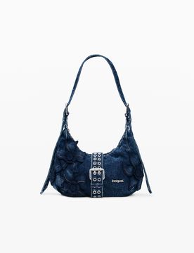 Bolso pequeño denim flor, Mujer, Azul, U