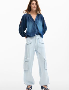 Pantalon cargo poches, , Bleu, XS