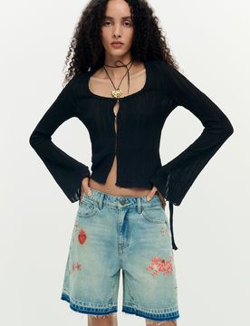 Bermuda en denim imprimé BLUE 34 female