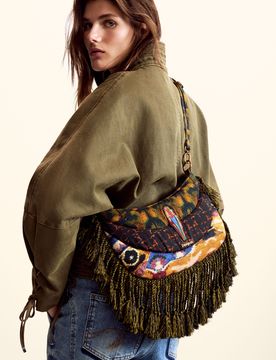Sac à franges conçu par Mr. Christian Lacroix, , Coton, Vert, U