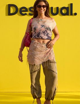 Top Estampado Sin Mangas, Poliester, Azul, XS