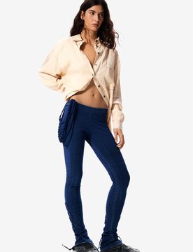 Pantalón punto largo Masha Popova, Mujer, Algodon, Azul, XS
