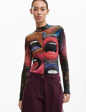 T-shirt manches longues col roulé BLACK S female