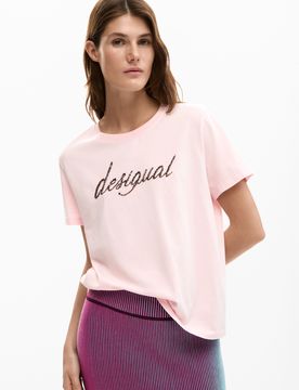 Desigual T-shirt logo RED M female