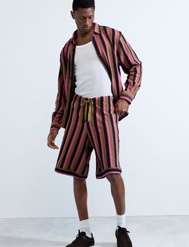 Bermuda punto rayas, Hombre, Rojo, S