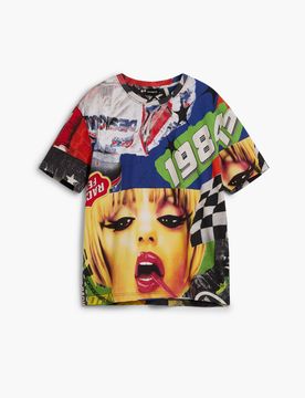 T-shirt imprimé racing, Coton, Rouge, XS