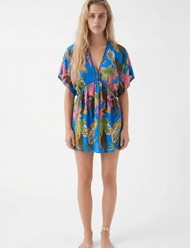 Robe tunique tropicale BLUE M female