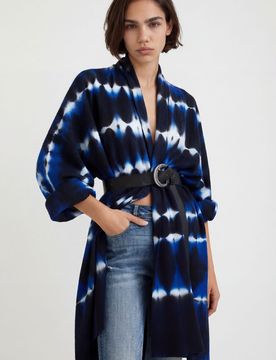 Veste ouverte maille tie-dye BLUE M female