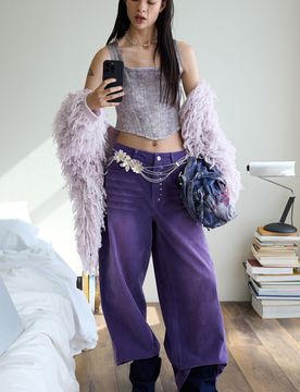 Pantalón vaquero degradado, Mujer, Algodon, Rojo, 36