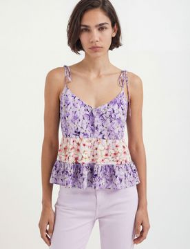 Top à bretelles à fleurs RED L female