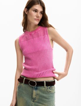 Top crochet, Mujer, Rojo, XS