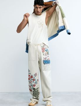Pantalon long à fleurs WHITE 36 male