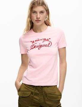 Camiseta punto manga corta, Mujer, Algodon, Rojo, XS