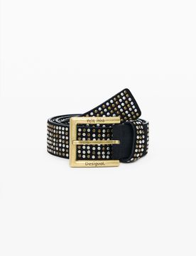 Ceinture en cuir cloutée Masha Popova, Cow Leather, Noir, 85