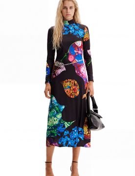 Vestido midi mineral M. Christian Lacroix, Negro, XS