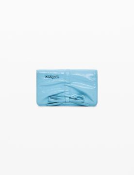 Petit porte-monnaie nœud brillant, PolyurÉThane, Bleu, U