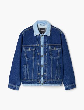 Veste en denim patchwork BLUE XXL male