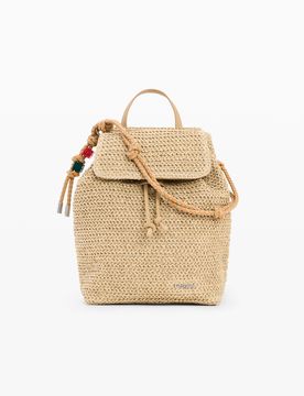 Mochila pequeña rafia charms, Mujer, Papel, Blanco, U