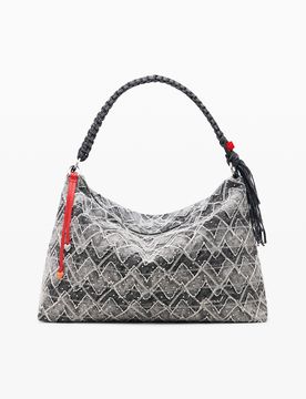 Sac moyen avec clous et charm, , Bleu, U