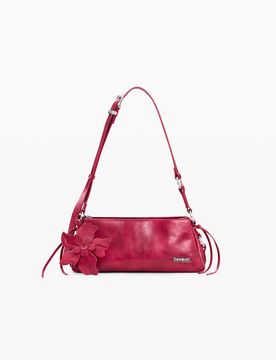 Bolso mediano efecto piel charm, Poliuretano, Rojo, U