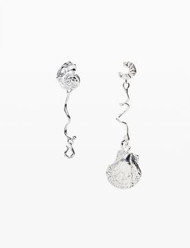 Pendientes irregulares conchas plata Zalio, Negro, U