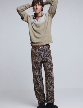 Pantalón recto texturas, Hombre, MarróN, 28