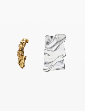 Pendientes asimétricos baño oro y plata Zalio, U