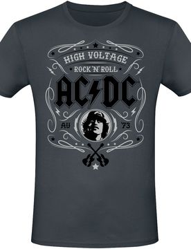 T-Shirt - High Voltage - Rock 'N' Roll - S bis M - für Männer - Größe S - charcoal - EMP exklusives Merchandise! - Männer