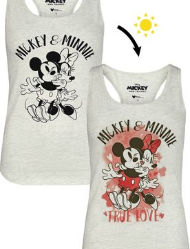 Disney Top - Micky - Portrait - UV - S bis XXL - für Damen - Größe S - weiß - Lizenzierter Fanartikel - Frauen - female