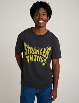 T-Shirt - Stranger Things Tee Washed Black - M bis XL - für Männer - Größe XL - schwarz - Männer - male