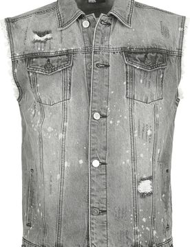 Weste - Destroyed Washed Denim Vest - S bis XXL - für Männer - Größe XL - grau - Männer - male