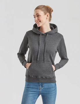 Kapuzenpullover - LADIES CLASSIC HOODED SWEAT - S bis XXL - für Damen - Größe L - dunkelgrau meliert - Frauen - female