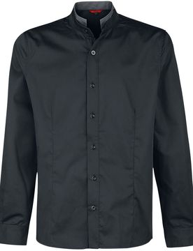 Gothic Langarmhemd - Double Collar Shirt - S bis M - für Männer - Größe S - schwarz - Männer - male