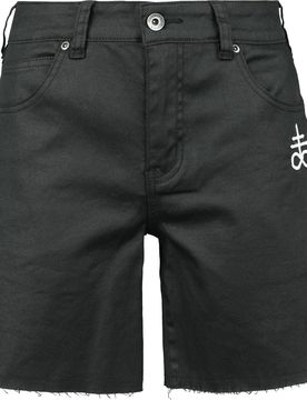 Gothic Short - Coated Shorts with Small Embroidery - 27 bis 30 - für Damen - Größe 27 - schwarz - Frauen - female