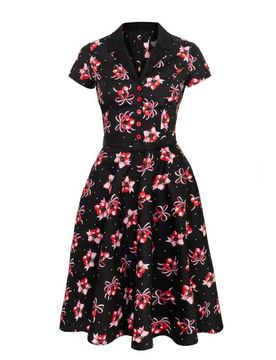 Rockabilly Kleid knielang - Cherilyn Dress - XS bis M - für Damen - Größe XS - schwarz - Frauen - female